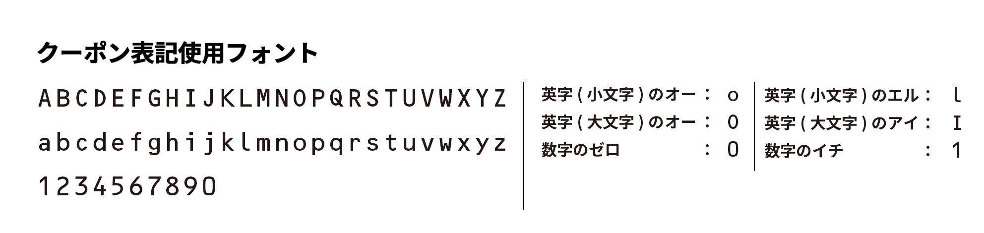 クーポン表記使用フォント